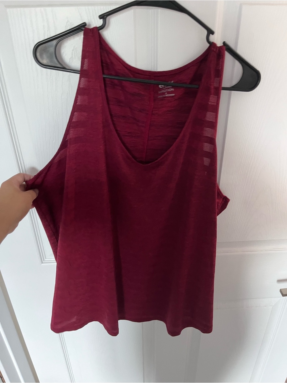Maurices Burgundy Muscle Tank with Sheer Shoulder Stripes
